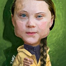 GRETA THUNBERG. Un proyecto de Dibujo, Dibujo de Retrato e Ilustración digital de GERMáN MARCH - 15.03.2020