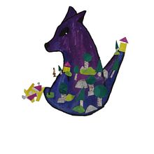 Una illustrasion de los tres cerditos. Es una escena de cuando el lobo derribó la primera casa de cerdos Ein Projekt aus dem Bereich Kinderillustration von Lourdes Nefertiti Laporte - 16.03.2020