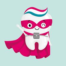 Súper Diente contra la caries · Pack Niñ@s. Un proyecto de Br, ing e Identidad, Diseño y Diseño de personajes de Julieta Giganti - 17.03.2020