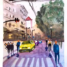 Mi Proyecto del curso: Paisajes urbanos en acuarela. Watercolor Painting project by victor - 03.19.2020