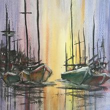 Barcazas!. Ilustração tradicional, e Pintura em aquarela projeto de Acme 66 Estudio Creativo - 24.03.2020
