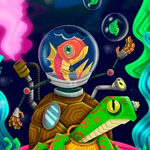 Roboturtle & Fish. Art Direction, Design, Graphic Design, Traditional illustration, Digital Illustration, and Vector Illustration project by Camilo Ducuara Gordillo - 03.26.2020