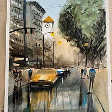 My project in Urban Landscapes in Watercolor course. Watercolor Painting project by Wei Shen - 03.29.2020