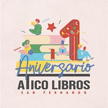 Ilustración aniversario ático libros. Un progetto di Design, Character design, Design di loghi e Disegno digitale di Michelle Moralst - 10.05.2020