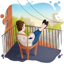 Balcony mornings. Ilustração digital projeto de Jessica Pankova - 07.02.2020