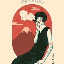 "Femme Japonais" ©2020 Hugo Giner.. Un proyecto de Bellas Artes, Dibujo, Diseño, Diseño de carteles, Diseño gráfico, Ilustración tradicional, Ilustración digital e Ilustración vectorial de Hugo Giner - 30.03.2020