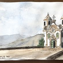 My project in Architectural Sketching with Watercolor and Ink course. Projekt z dziedziny Malowanie akwarelą użytkownika Kiros Kokkas - 01.04.2020