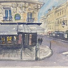 Cafe St Regis - Ile Saint Louis, Paris. Drawing, and Watercolor Painting project by rezza - 04.03.2020