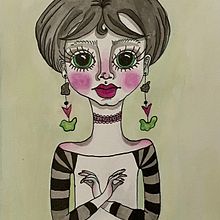 Portrait of a Skinny Lady. Drawing, Traditional illustration, and Painting project by Klára Máchová - 04.04.2020