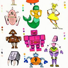 De robots y mapaches. Creativit, and Traditional illustration project by Alicia PG - 04.04.2020
