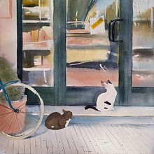 Italian cats. Een project van  Tekening, Traditionele illustratie y Schilderij van Ekaterina Chistiakova - 05.04.2020