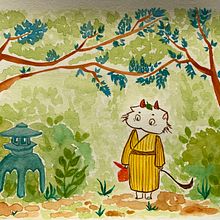 My project in Watercolor Illustration with Japanese Influence course. Projekt z dziedziny Trad, c i jna ilustracja użytkownika Anastasia Kozlowa - 06.04.2020