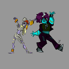 2 Bailarinas Monstruosas. Character Design, and Digital Illustration project by Jason Bacchi - 04.07.2020