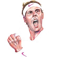 Mi caricatura de Rafa Ndal. Pencil Drawing, Artistic Drawing, Realistic Drawing, Traditional illustration, and Watercolor Painting project by Óscar del Amo - 04.07.2020