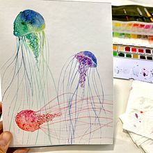 mis medusas. Watercolor Painting project by Monika Pablos Monzo - 04.07.2020