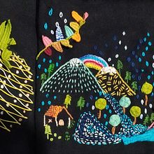 Mi muestrario y proyecto Técnicas básicas de bordado sobre fondo negro. Embroider project by Sara Gil Rosales - 04.08.2020