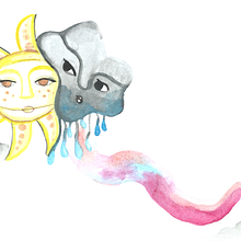 Cuento: El amor entre el sol y la lluvia. Fine Arts, Children's Illustration, Traditional illustration, Painting, Pencil Drawing, Drawing, Watercolor Painting, and Narrative project by Lourdes Zoé Ibarlucea - 04.07.2020