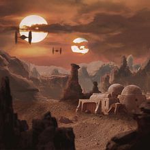  Matte painting cinematográfico Tattoine - amanecer ( La llegada del Imperio). Graphic Design project by Ismael Diaz Corrales - 04.09.2020