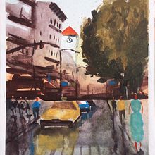 Meu projeto do curso: Paisagens urbanas em aquarela. Un progetto di Street Art di Frida Almodóvar - 09.04.2020