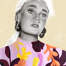 Mi Proyecto del curso: Retrato con lápiz, técnicas de color y Photoshop. Drawing, Pencil Drawing, Artistic Drawing, Portrait Drawing, Digital Drawing, Realistic Drawing, Design, Digital Design, and Graphic Design project by Anna Restoy - 04.11.2020