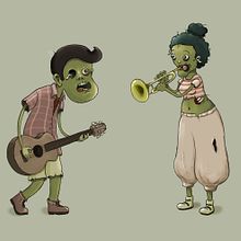 Los 2 músicos zombies. Traditional illustration project by Maria Rosa Garcia - 04.11.2020