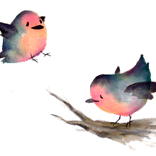 Pajaritos. Fine Arts, Concept Art, Creativit, Traditional illustration, and Children's Illustration project by Raquel Barrajón Engenios - 04.11.2017
