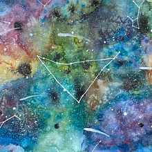 Capricornio en la galaxia.. Watercolor Painting project by Gabriela Villanueva - 04.11.2020