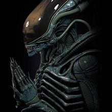 Alien Xenomorph rezando. 3D, Film, Sculpture, and 3D Modeling project by Juan Novelletto - 04.13.2020
