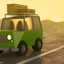 Coche 4X4 en Lowpoly. Un proyecto de 3D, Diseño, Diseño 3D y Modelado 3D de Fco Javier Morón Vázquez - 01.04.2020