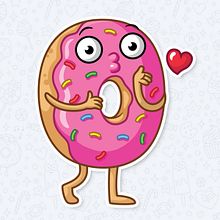 Stickers for Telegram "Donut and Coffee". Design de personagens e Ilustração tradicional projeto de Darya Ogneva - 14.04.2020