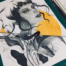 Chica despeinada. Sketching, Creativit, Decoration, Drawing, Pencil Drawing, Artistic Drawing, Traditional illustration, Instagram, Acr, lic Painting, Realistic Drawing, and Painting project by Sayuri Cósser - 04.14.2020