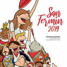 San Fermín 2019. Cartel semifinalista. Un proyecto de Diseño de carteles, Ilustración tradicional e Ilustración digital de Javier Sánchez Nagore - 07.07.2019