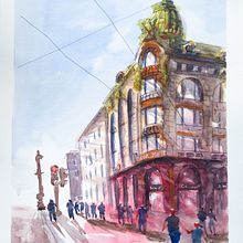 Mi Proyecto del curso: Dibujo arquitectónico con acuarela y tinta. Watercolor Painting project by Gonzalo Grebe - 04.16.2020