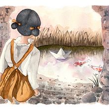 Barco de papel  (influencia japonesa). Traditional illustration, Watercolor Painting, and Drawing project by Marisol Ormanns - 04.17.2020