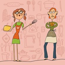My project in Illustrated Characters Factory course - 2 Nerdy Cooks. Un projet de Conception de personnages de Sorina Șerban - 17.04.2020