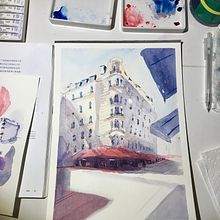 My project in Architectural Sketching with Watercolor and Ink course. Watercolor Painting project by Jing Ma - 04.19.2020