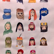 Bereber faces. Traditional illustration project by Cristina Dominguez / Madame Sunday - 04.20.2020