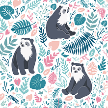 Oso de anteojos - Estampado. Projekt z dziedziny Projektowanie graficzne, Trad, c, jna ilustracja, R, sunek botaniczn, Ilustracje dla dzieci, Grafika wektorowa i Pattern design użytkownika Alinailustra - 21.04.2017