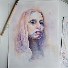 Final project in Artistic Portrait with Watercolors course. Watercolor Painting project by Mayra - 04.29.2020