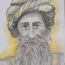 Mi Proyecto del curso: retrato frontal de un anciano hindú. Drawing project by Valentina Baraquet - 04.23.2020