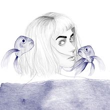 No me siento perdida. Es sólo que no sé dónde termina el mar que llevo dentro y a veces me ahogo. Desenho, Desenho artístico, Desenho de retrato, Desenho digital, Ilustração tradicional e Ilustração digital projeto de Paula - 23.04.2020