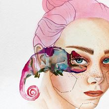 La mujer camaleón. Un proyecto de Ilustración tradicional, Ilustración digital y Pintura a la acuarela de Paula - 25.04.2020