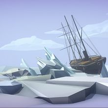Endurance shipwreck.  Escenario low poly con Blender y Unity.. 3D, 3D Design, and Video Games project by jordigarciapons - 04.27.2020