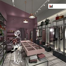 Loja Alma. 3D, Arquitetura, Arquitetura de interiores, Decoração de interiores, Retail Design, Design de interiores, Ilustração arquitetônica, e Modelagem 3D projeto de MICRA arquitetura - 22.09.2019