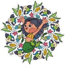 Mandala Sirena. Digital Drawing, Digital Illustration, and Children's Illustration project by Giselle Escandón Silva - 04.30.2020