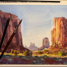 Watercolor: Monument Valley (+ Video) . Un proyecto de Bellas Artes, Ilustración tradicional, Pintura y Pintura a la acuarela de Gabriel Ramos - 29.04.2020