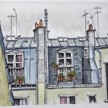 View from A Paris Hotel Window. Acr, and lic Painting project by Murthy Sudhakar - 04.30.2020