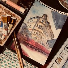 My project in Architectural Sketching with Watercolor and Ink course. Architectural Illustration, Traditional illustration, and Architecture project by Khushboo Kakkar - 05.01.2020