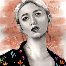 Este es mi proyecto final, retrato a lápiz con acrílico y acuarela e intervención digital con photoshop. . Un progetto di Disegno, Disegno a matita, Disegno di ritratti, Disegno digitale e Pittura ad acquerello di Dinora Segundo - 30.04.2020