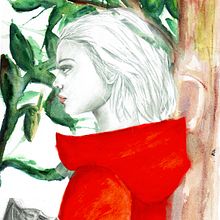 red dressed girl with cat.  project by Laura Di Stefano - 05.02.2020